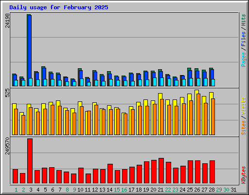 Daily usage for February 2025