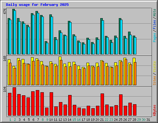 Daily usage for February 2025
